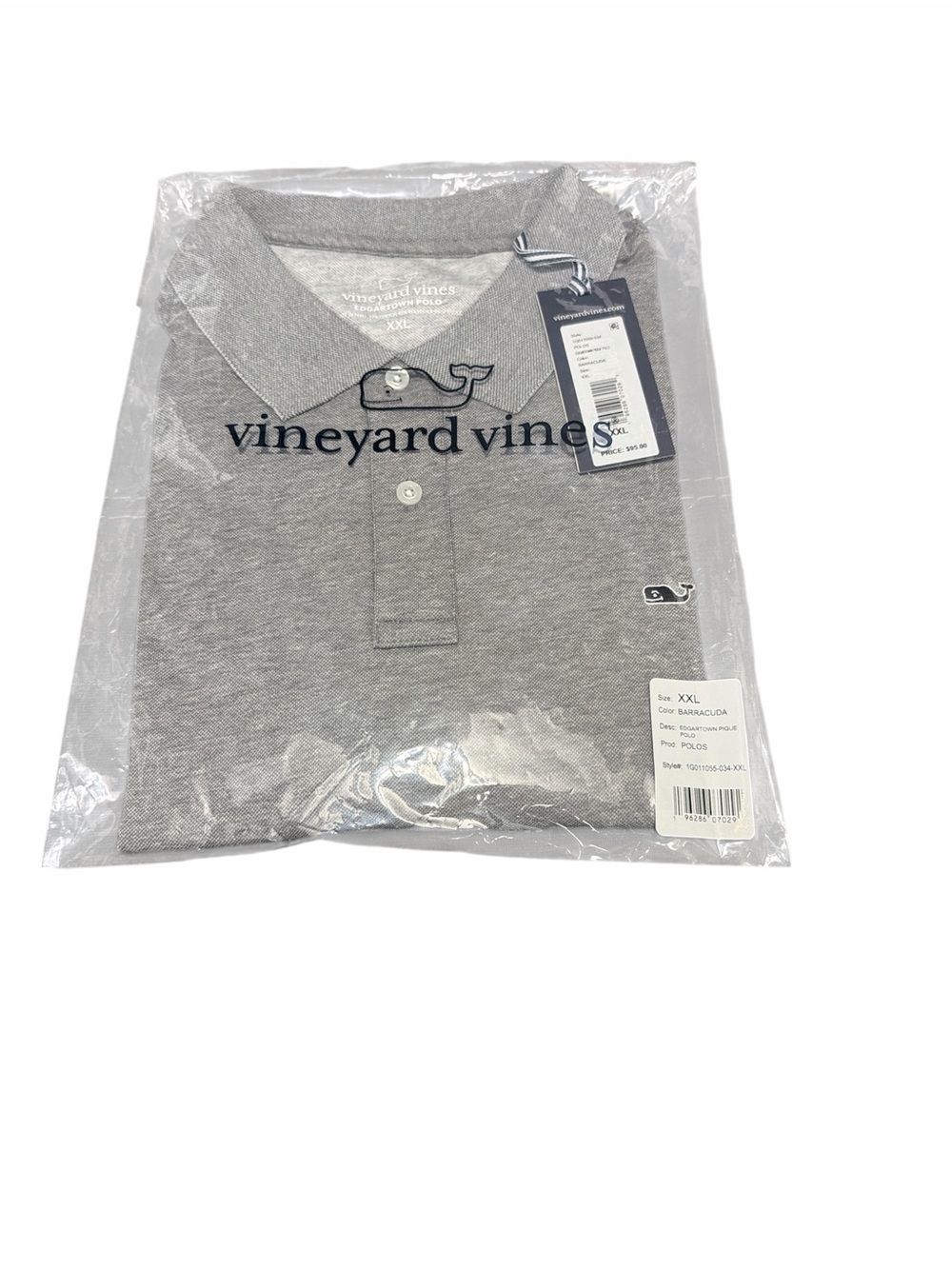 Vineyard Vines Edgartown Polo Shirt Mens XXL Gray Short Sleeve Whale